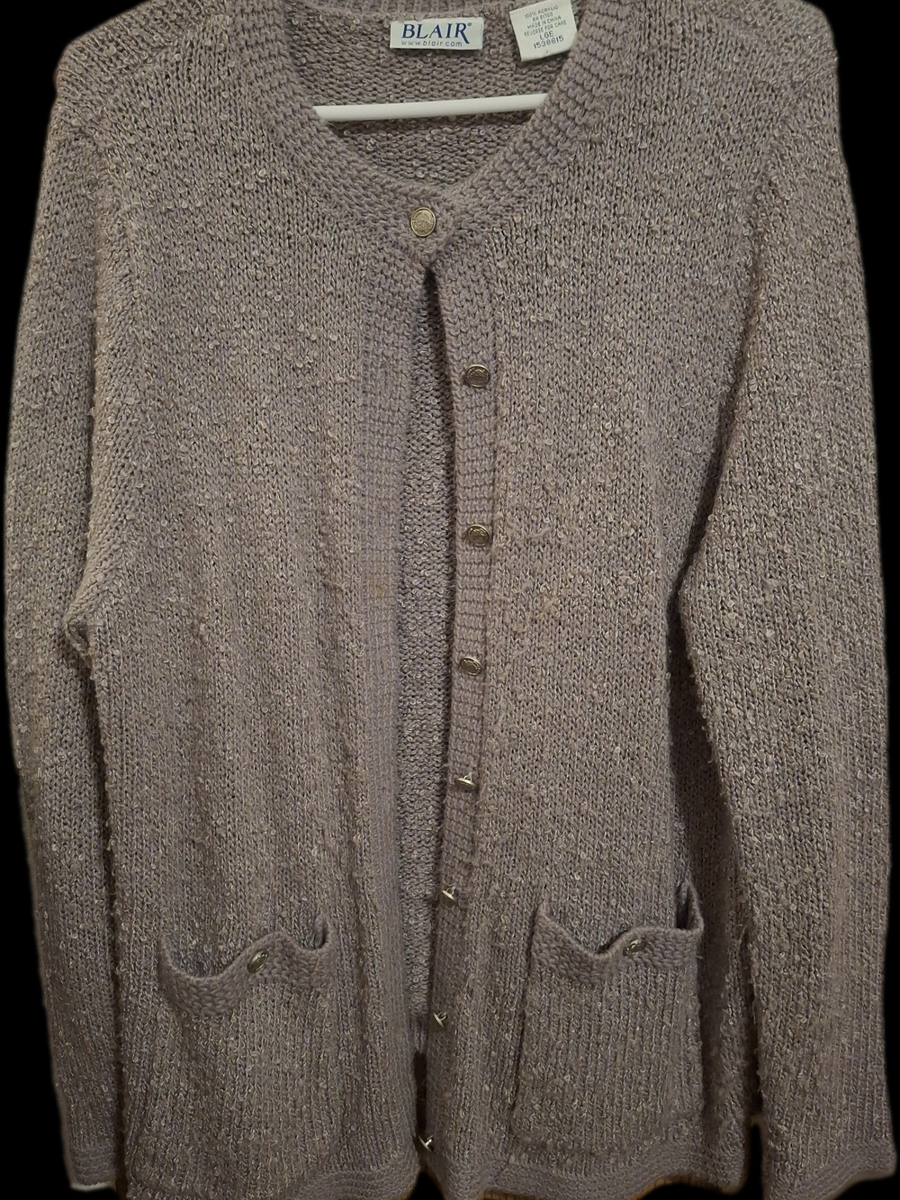 Blair Women's Taupe Knit Button-Front Sweater